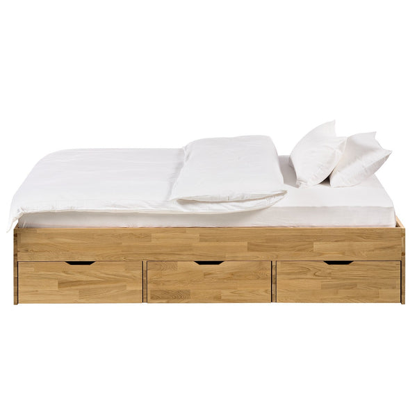 Cama con almacenaje de madera maciza de roble Sofia | NordicStory