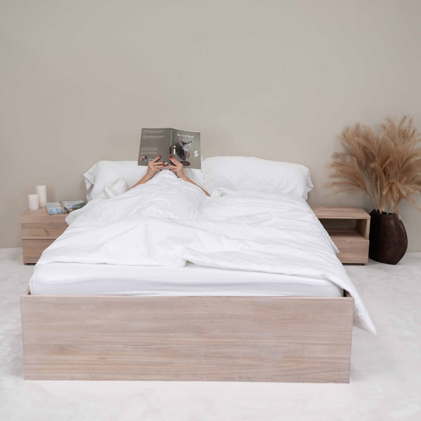 Cama con almacenaje de madera maciza de roble Sofia | NordicStory