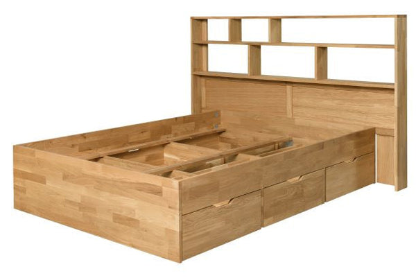 Cama con almacenaje de madera maciza de roble Sofia | NordicStory