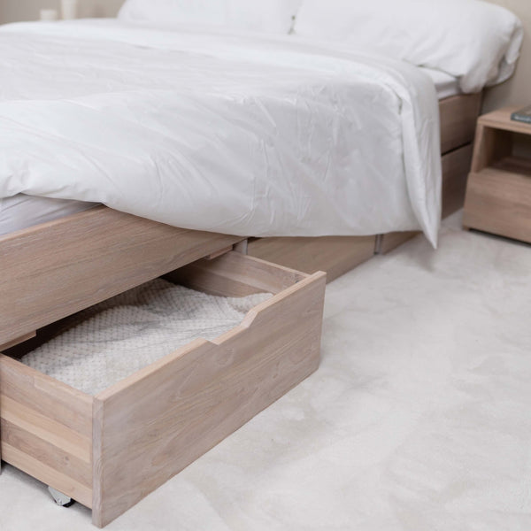 Cama con almacenaje de madera maciza de roble Sofia | NordicStory