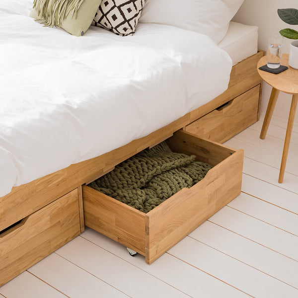 Cama con almacenaje de madera maciza de roble Sofia | NordicStory