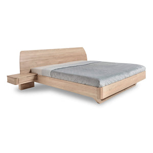 Cama de madera maciza de roble con mesillas adosadas ALINA | NordicStory