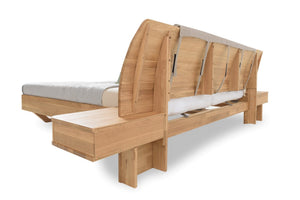 Cama de madera maciza de roble con mesillas adosadas ALINA | NordicStory