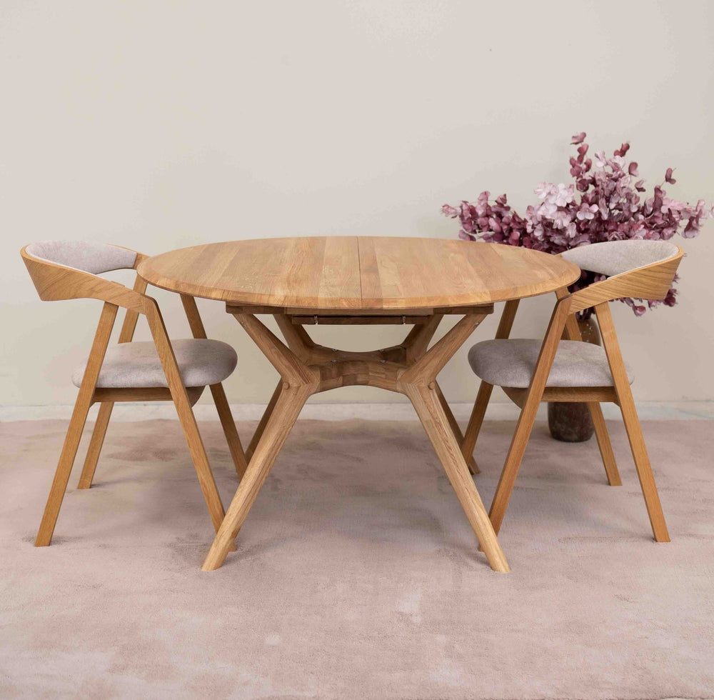 Pack de 2 o 4 Sillas de Comedor de madera maciza de roble Knut, tapizado Beige/Gris Antracita | NordicStory