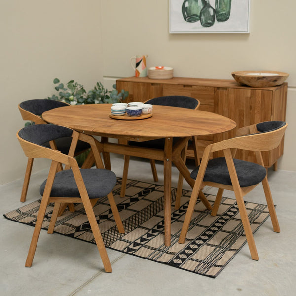 Pack de 2 o 4 Sillas de Comedor de madera maciza de roble Knut, tapizado Beige/Gris Antracita | NordicStory