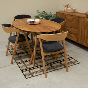 Pack de 2 o 4 Sillas de Comedor de madera maciza de roble Knut, tapizado Beige/Gris Antracita | NordicStory