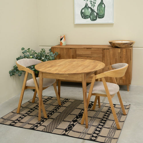 Pack de 2 o 4 Sillas de Comedor de madera maciza de roble Knut, tapizado Beige/Gris Antracita | NordicStory