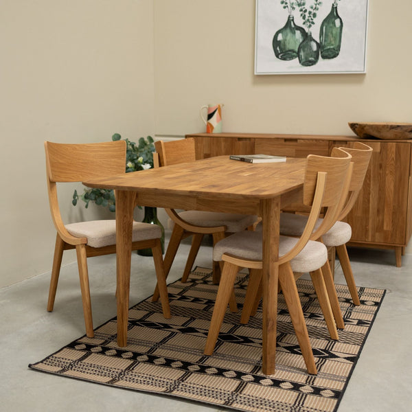 Pack de 2 o 4 Sillas de Comedor de Madera Maciza de Roble Lucas, tapizado Gris o Beige | NordicStory