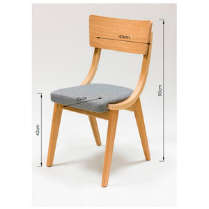Pack de 2 o 4 Sillas de Comedor de Madera Maciza de Roble Lucas, tapizado Gris o Beige | NordicStory