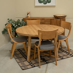 Pack de 2 o 4 Sillas de Comedor de Madera Maciza de Roble Lucas, tapizado Gris o Beige | NordicStory