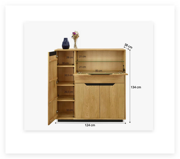 Vitrina de madera maciza roble Bremen 3 | NordicStory