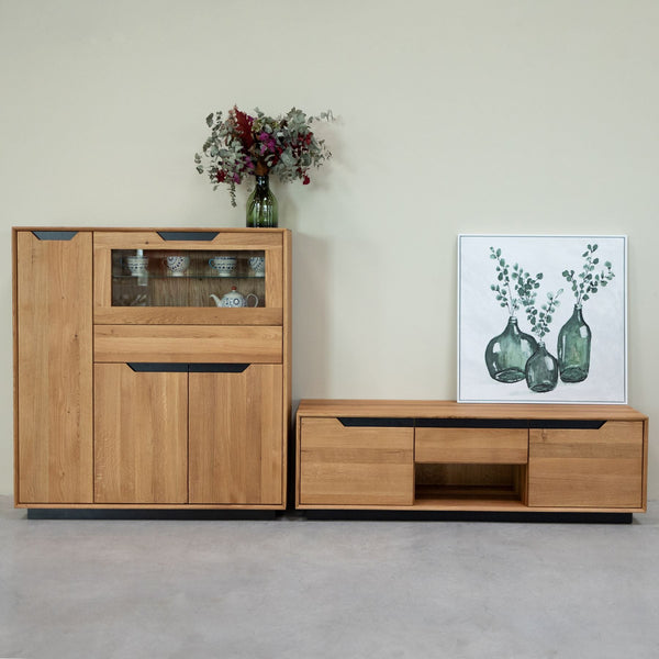 Vitrina de madera maciza roble Bremen 3 | NordicStory