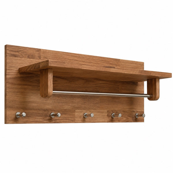 Perchero de pared de madera maciza de roble Litet | NordicStory