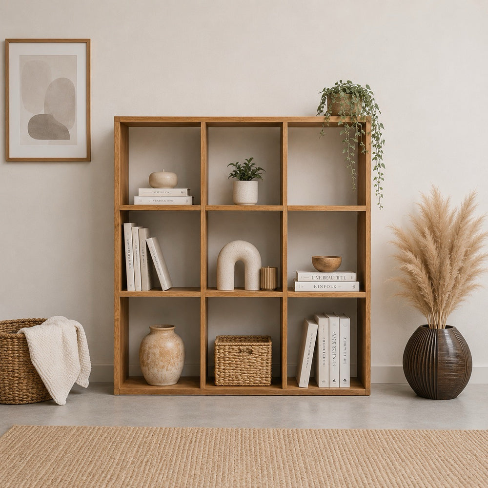 Estanteria Libreria de madera maciza de roble Regal 3x3 | NordicStory
