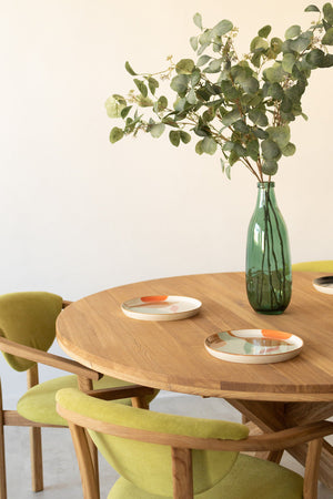 Mesa de comedor redonda y extensible de madera maciza de roble Holger | NordicStory