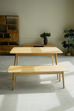 NordicStory Mesa rectangular de comedor de madera maciza de roble