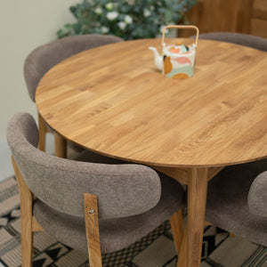 Mesa de comedor redonda y extensible de madera maciza de roble Escandi 3 | NordicStory
