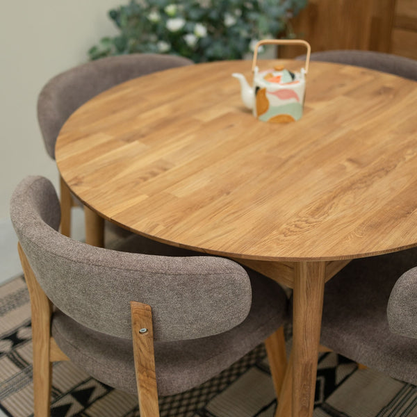 Mesa de comedor redonda y extensible de madera maciza de roble Escandi 3 | NordicStory