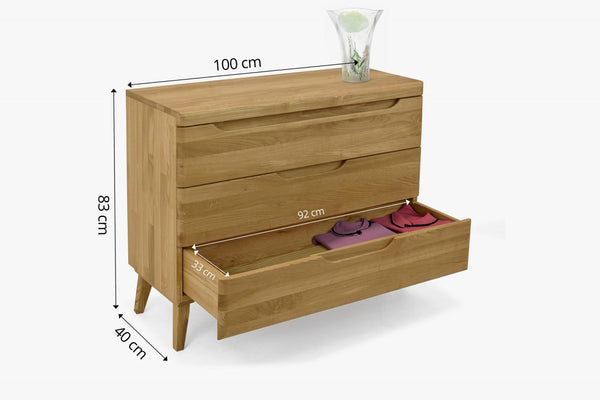 Cómoda de madera maciza roble Milan  | NordicStory