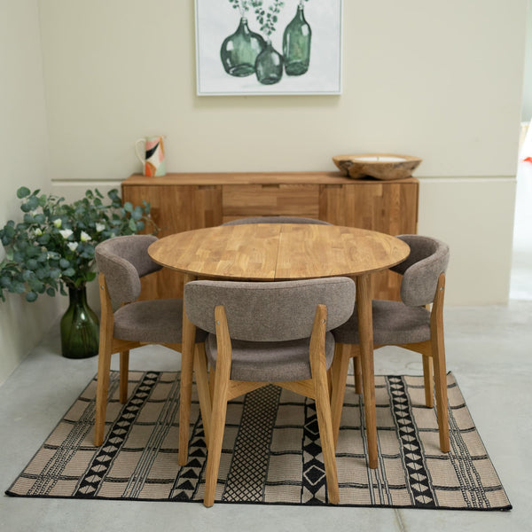 Mesa de comedor redonda y extensible de madera maciza de roble Escandi 3 | NordicStory