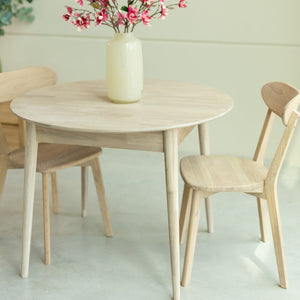 Mesa de comedor redonda y extensible de madera maciza de roble Escandi 3 | NordicStory