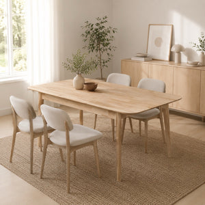 Mesa extensible de comedor de madera maciza de roble France | NordicStory