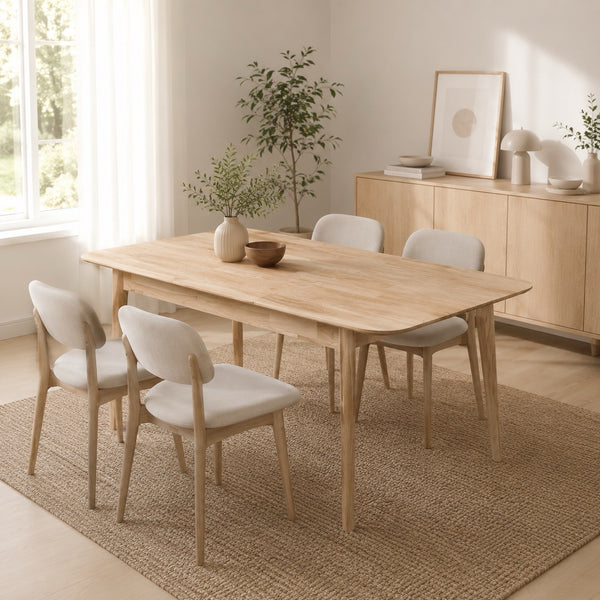 Mesa extensible de comedor de madera maciza de roble France | NordicStory