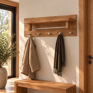 Perchero de pared de madera maciza de roble Litet | NordicStory