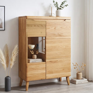 Armario Vitrina de madera maciza de roble Milan 3 | NordicStory