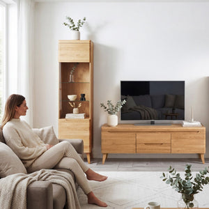 Armario Vitrina de madera maciza de roble Milan 1 | NordicStory