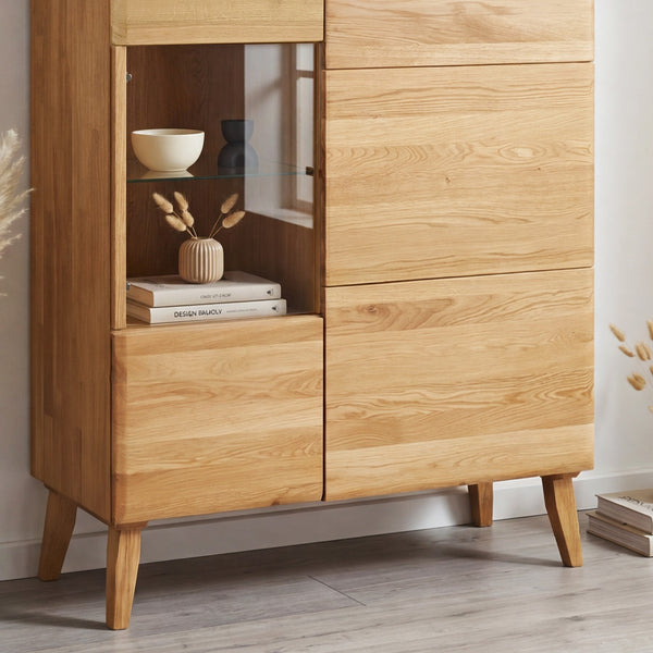 Armario Vitrina de madera maciza de roble Milan 3 | NordicStory