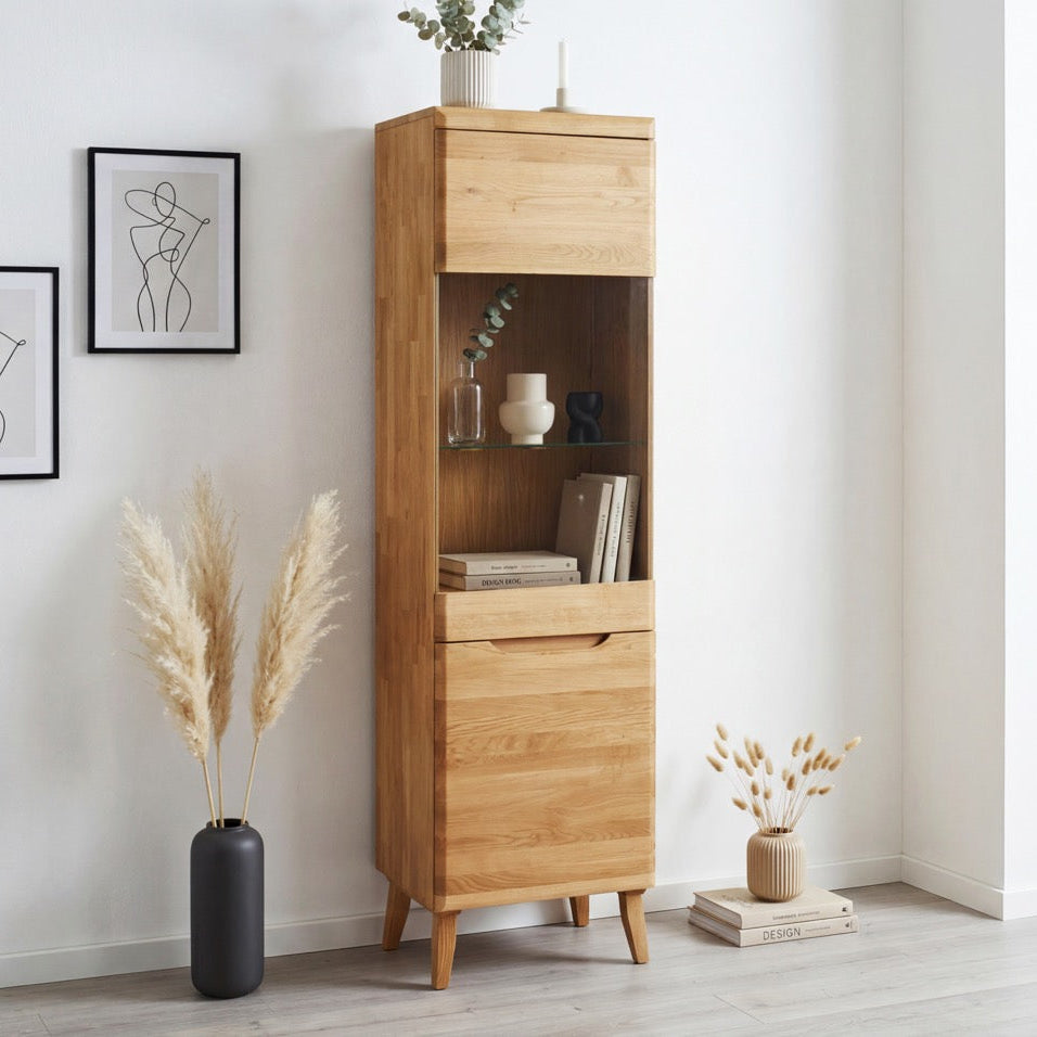 Armario Vitrina de madera maciza de roble Milan 1 | NordicStory
