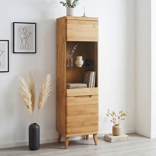 Armario Vitrina de madera maciza de roble Milan 1 | NordicStory