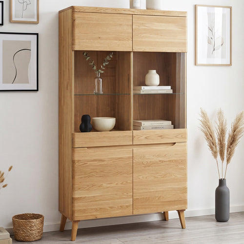 Armario Vitrina de madera maciza de roble Milan 2 | NordicStory