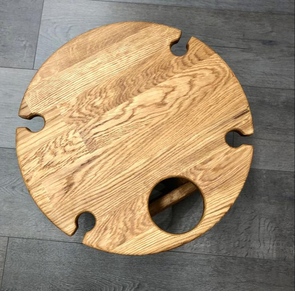 NordicStory Mini mesa de vino plegable de madera maciza roble