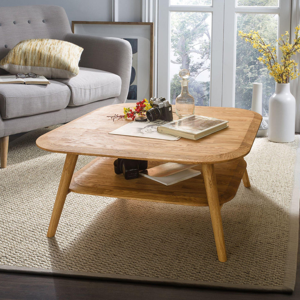 NordicStory Mesa de Centro Escandi 4 Madera Maciza Roble Natural Salon Escandinavo